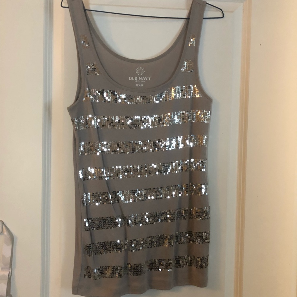 Sparkly sequin stripe tank